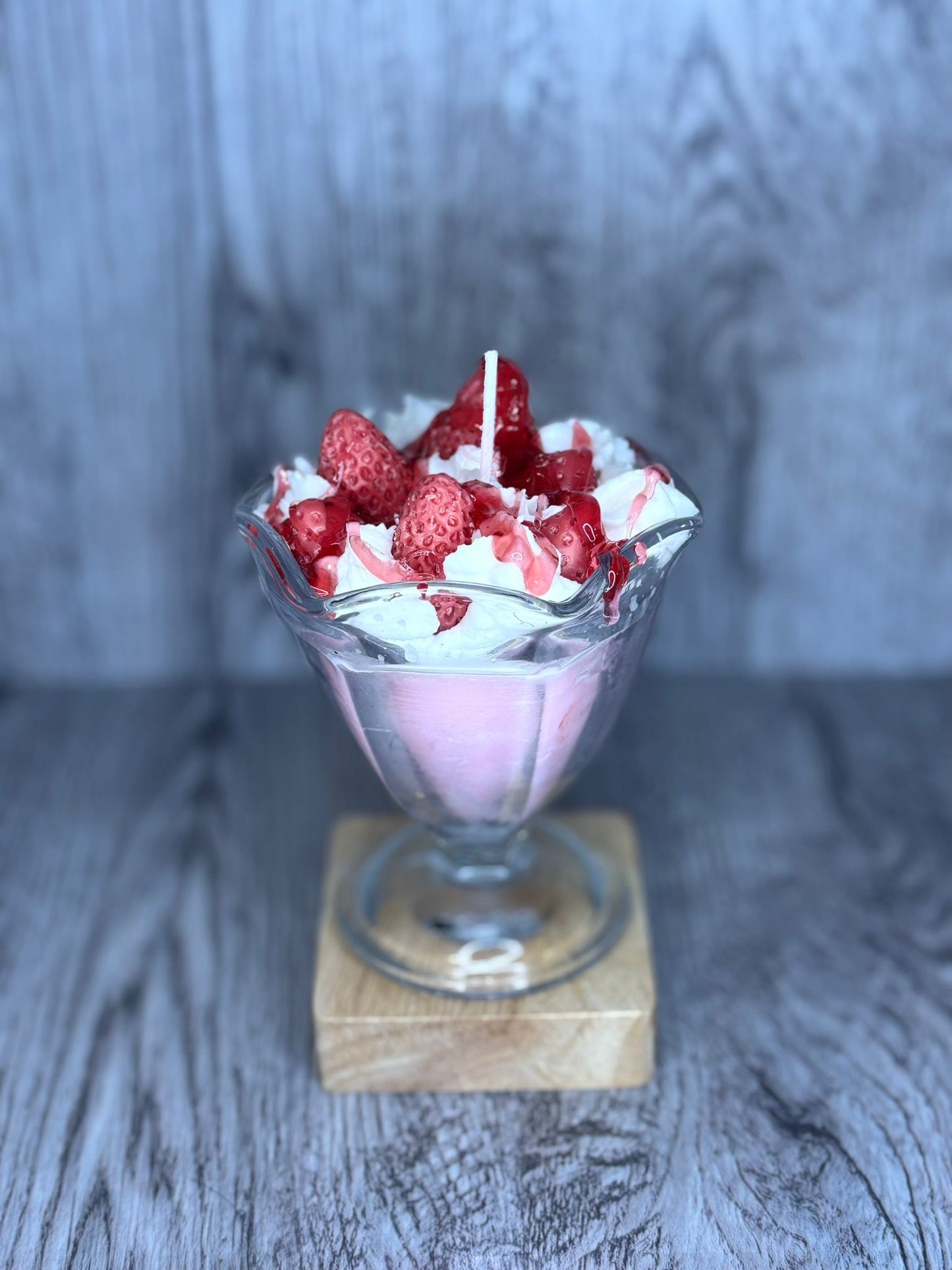 Strawberry Sundae Dessert Candle