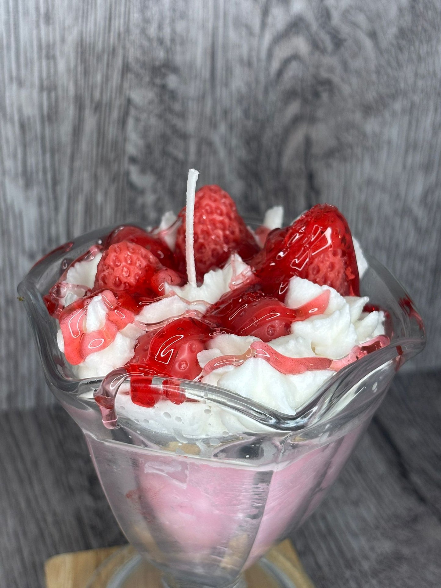 Strawberry Sundae Dessert Candle