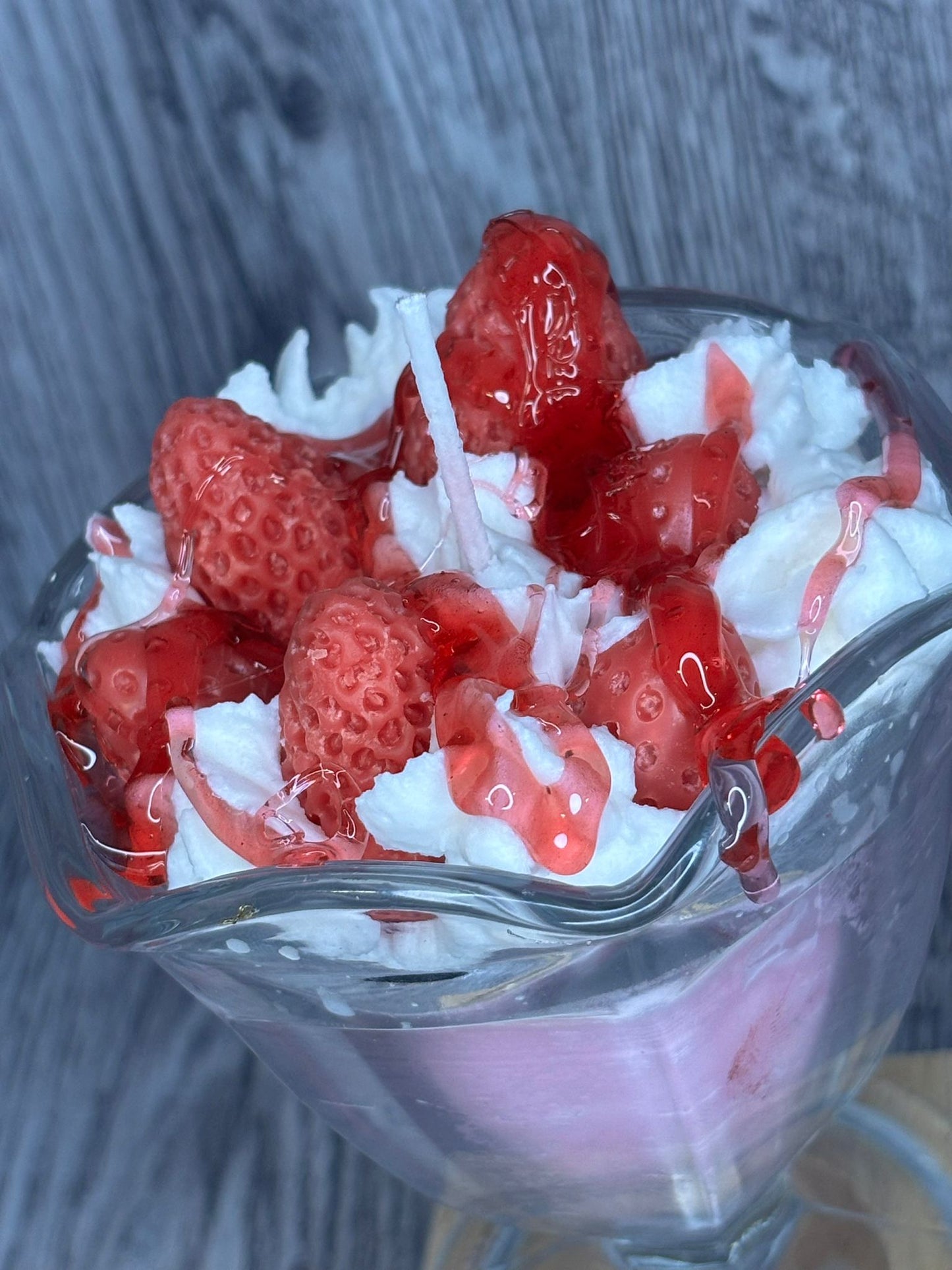 Strawberry Sundae Dessert Candle