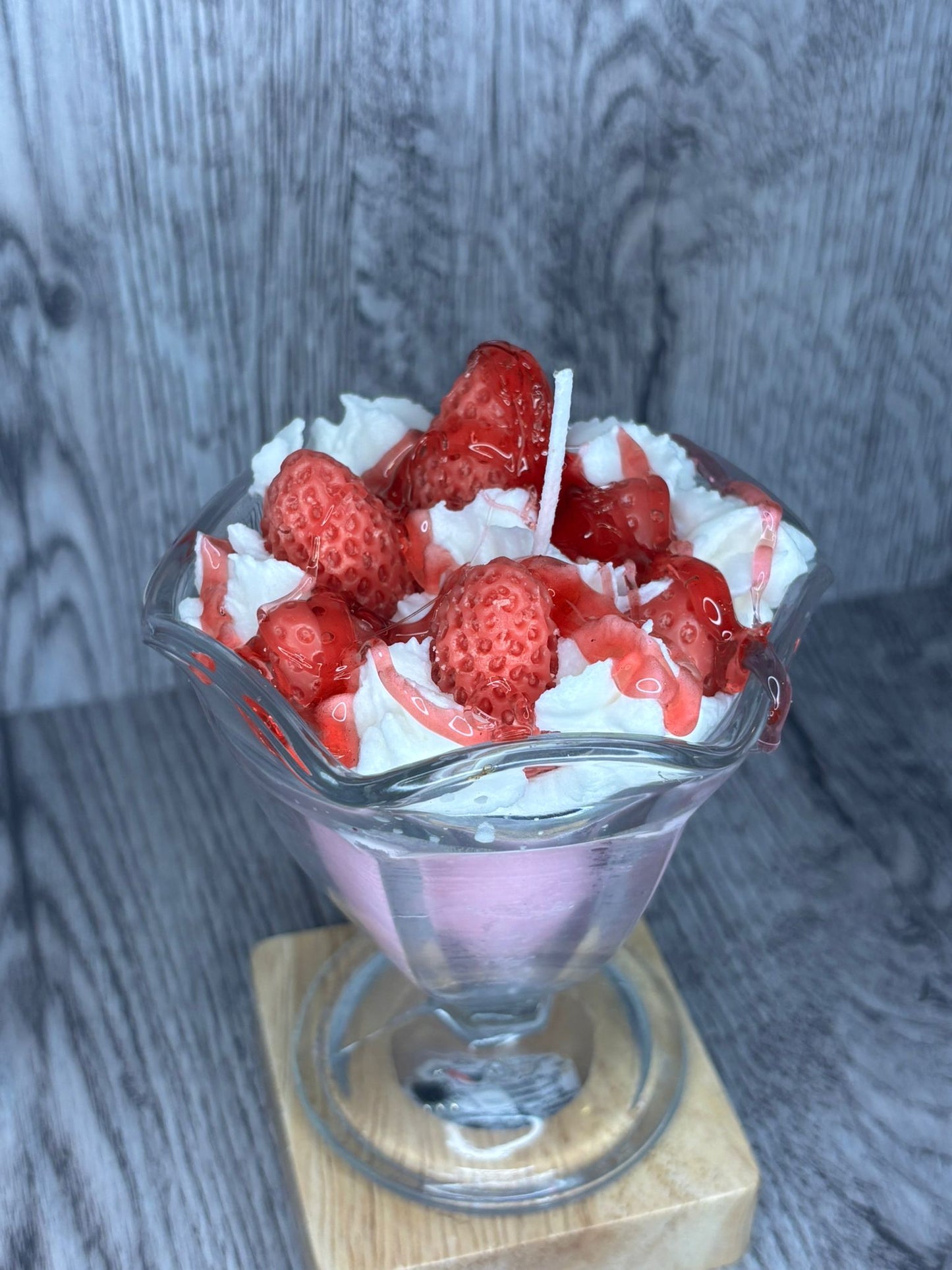 Strawberry Sundae Dessert Candle